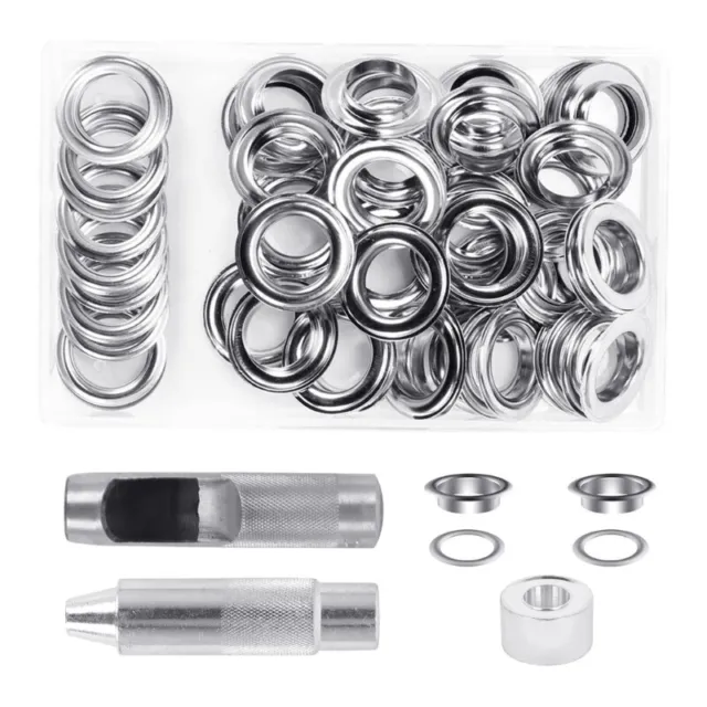 50 Sets Grommet Kits 20mm Sewing Eyelets Silver Color Metal Grommet Punch Tools