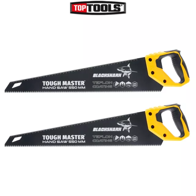 TOUGH MASTER Woodworking Hand Saw 550mm, 7TPI Teflon Coated With Ruler Pack of 2