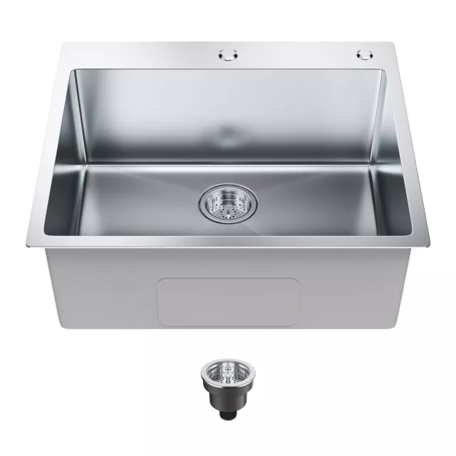 VEVOR 25" Drop In Kitchen Sink Single Bowl Stainless Steel Top Mount Kitchen Bar