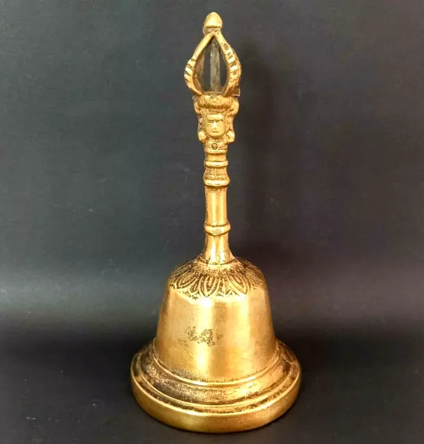 Old Bell Tibetan Vintage Buddhist Brass Prayer Bronze Ghanta Dorje Cymbals 19 cm