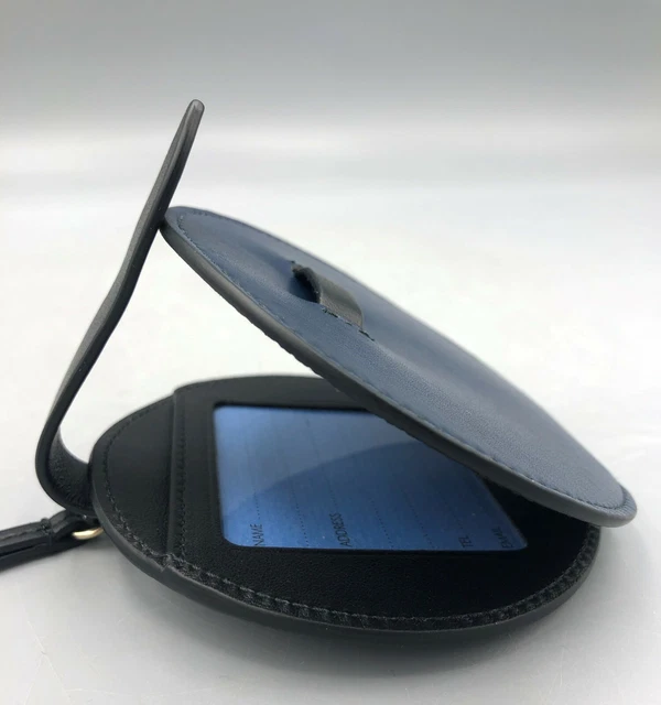 SMYTHSON Leather Circle Luggage Tag, Blue, RRP:£195! New & Unused