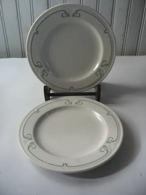 S/2 SYRACUSE CHINA BRENTWOOD SAVOY SHAPE USA BREAD & BUTTER PLATES 6 1/4" Green