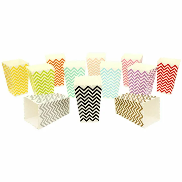 Mini Popcorn Boxes x 12 Chevron Small Cardboard Favor Retro Cinema Movie