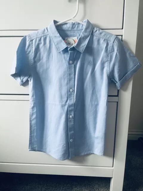Boys River Island Mini Blue Short Sleeve Shirt. 3-4 Years. Nee With Tags