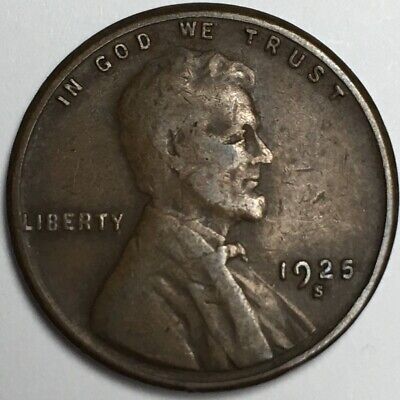 1925-S United States Lincoln Wheat Cent Penny - (G/VG) KM#132 - WC25SG