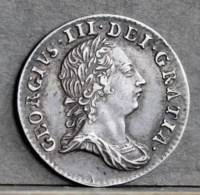 George III Sterling Silver Threepence, 1763. Strong EF. Lovely Tone.