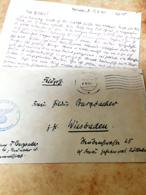 Foto-FELDPOST-1940---WIESBADEN-Münster-Brief mit Inhalt