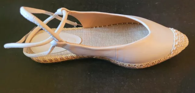 Schutz White Laba Leather Jute Espadrille Flat Ankle Tie size 7B Made In Brazil