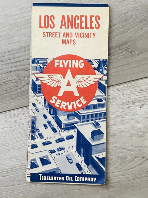 1958 Los Angeles street map  Flying A oil gas California Inglewood Pasadena