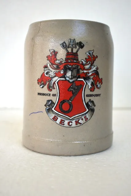 Vintage Beck's Stoneware .5L Beer Mug Stein Germany Advertising Collectibles Old