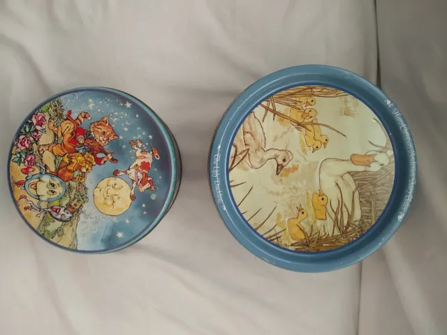 Vintage Kjeldsens Ugly Duckling Tin 1980s and Unbranded Cow Over Moon Lot of 2