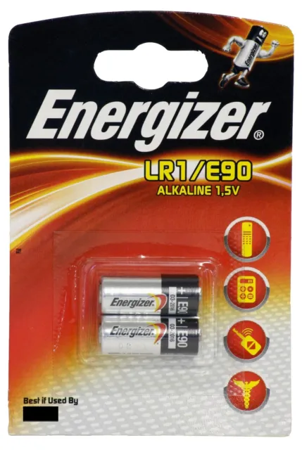 Energizer LR1 Alkaline 1.5V Batteries N KN MN9100 E90 4001 AM5 910A - Pack of 2