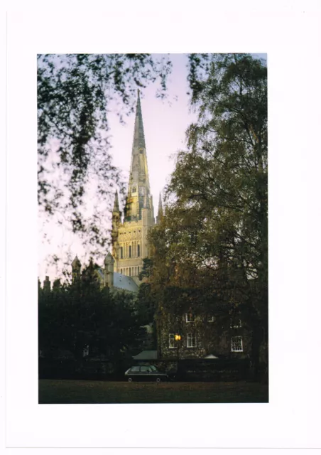 Norwich Cathedral At Dusk Norfolk Vintage Picture Print 1987 NIC#09