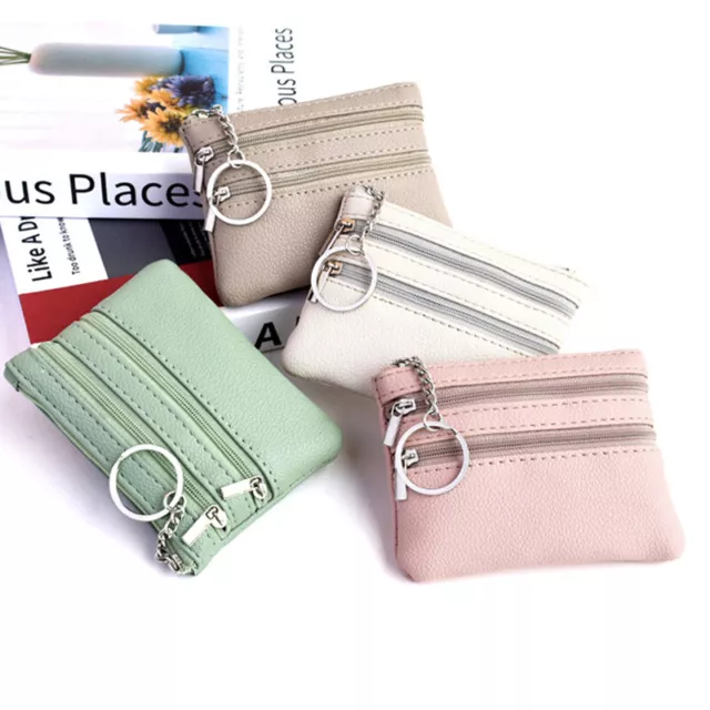 1Pc Various Styles Leather Women's Wallet Purse 3 Zippers Coin Purse Cash Holder