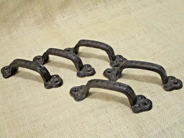 5 Rustic Cabinet Handle Cast Iron Drawer Pull Door Antique Style 5 1/2" Hardware