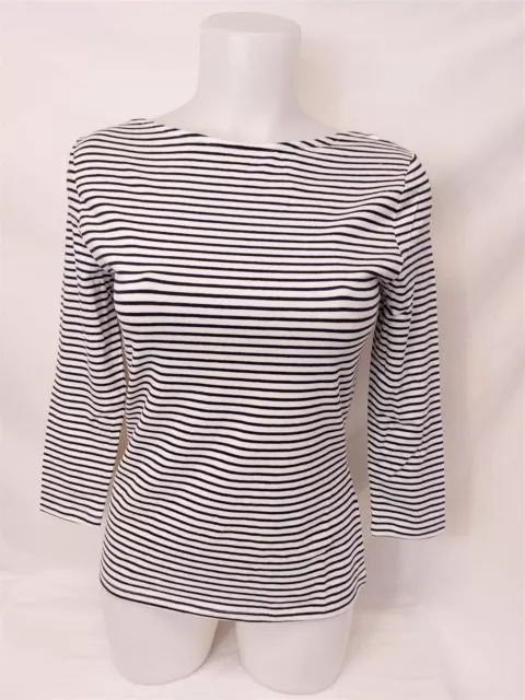 Women's Cotton Top 3/4 Sleeve Stretch Stripe T-Shirt Soft Cool High Street Store