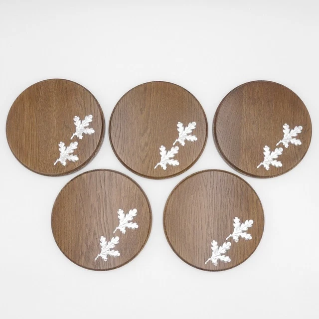 5 Placa de Jabalí Escudo Trofeo Redondo Braun Af 17 CM Con 10X Alu Hoja Roble