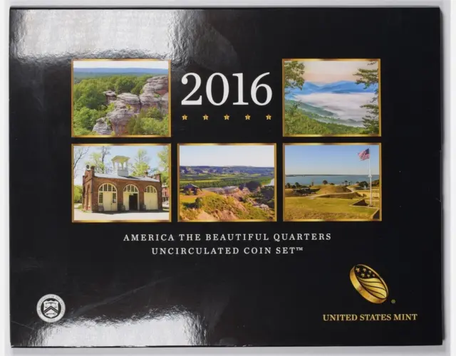 2016 US Mint America The Beautiful Quarter Uncirculated Coin Set OGB