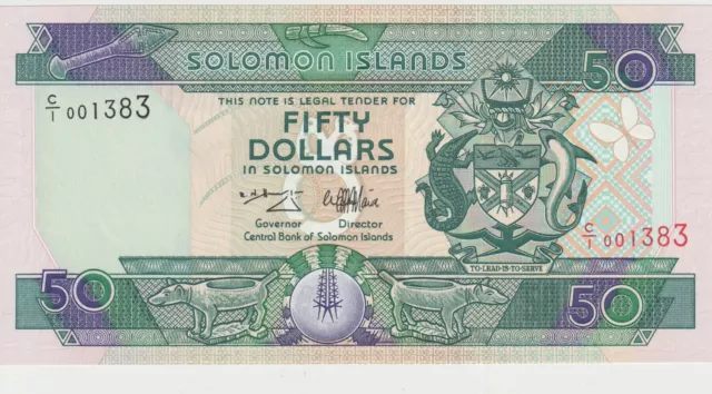 1996  Solomon Islands 50 Fifty Dollars Banknote - P# 22 - UNC - # 31775