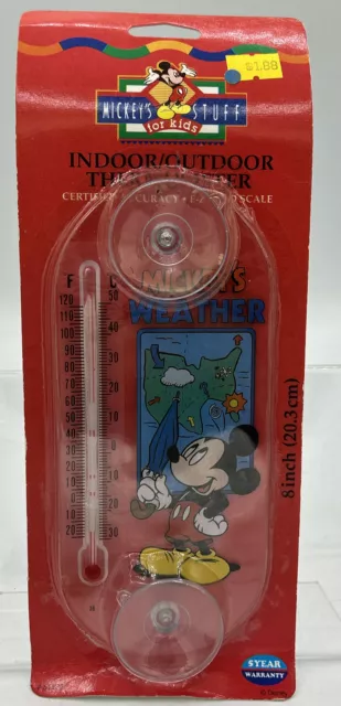 Mickey’s Stuff Indoor-Outdoor Thermometer 8” Walt Disney Vintage New Sealed