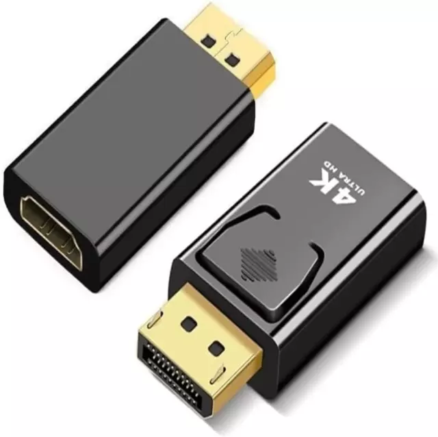 4K Display Port to HDMI Adapter Converter (2 Packs) Display Port Male DP to F...