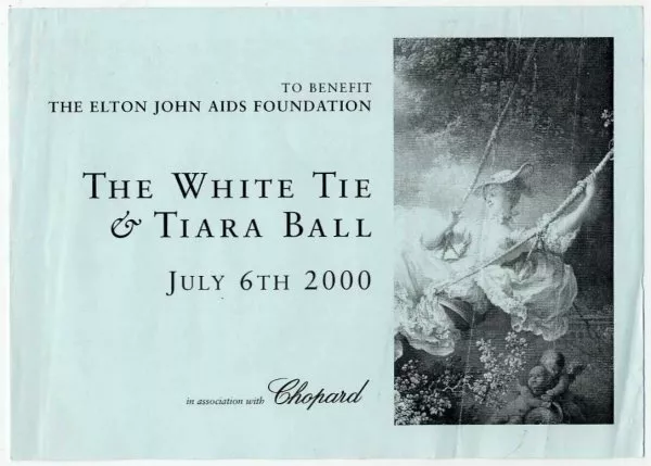 Elton John AIDS Foundation White Tie & Tiara Ball Flyer 2000