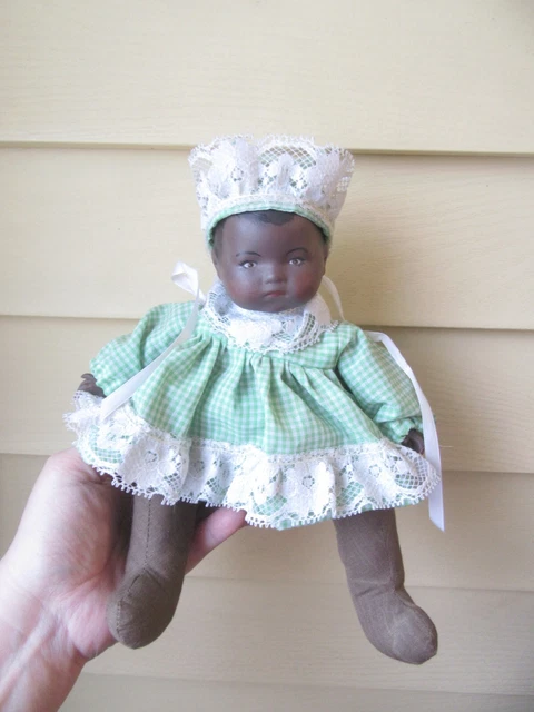 Reproduction-Grace Putnam Bye Lo Baby 11” Doll, African American porcelain cloth
