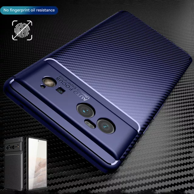 For Google Pixel 6/8/7 Pro/6A Case Carbon Fiber TPU Shockproof Protective Cover