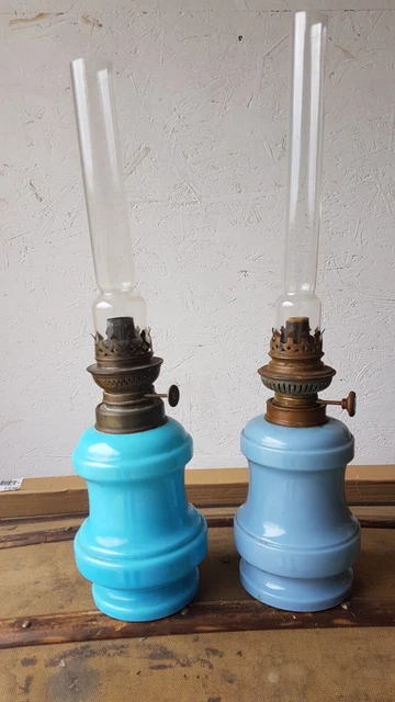 Lot De 2 Lampes à Pétrole Vintage En Verre - Flamme Réglable, Hauteur 17cm | Décoration Salon, Ambiance