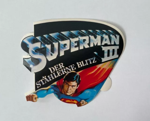 1983 Superman 3 Sticker Kino Movie Premiere Giveaway Promo Christopher Reeve New