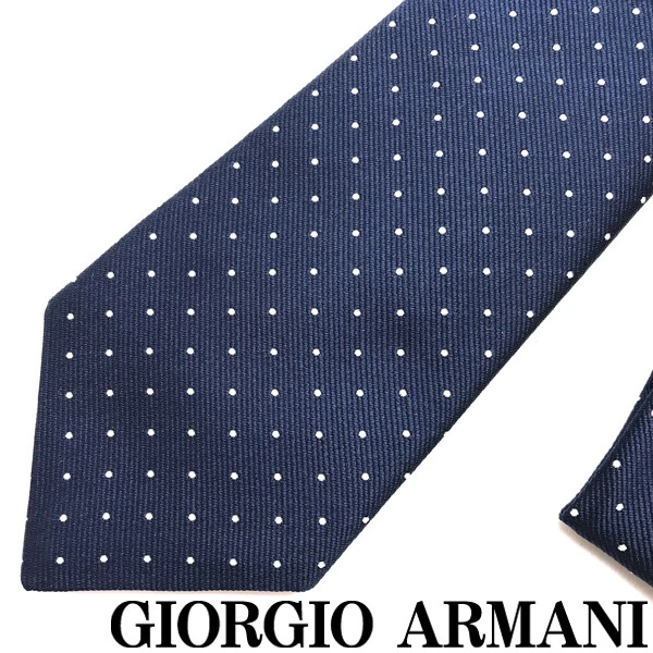 Giorgio Armani Tie Brand Silk Dot Marine Blue Width Of The Tip 8cm a609