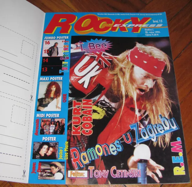 Axl Rose Guns N' Roses GNR - ROCKY EXPRESS - Croatian September 1994 ULTRA RARE