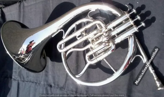 French Horn Chrome(Mellophone) In Bb Pitch With Extra Slide +Hard Case+Free Ship