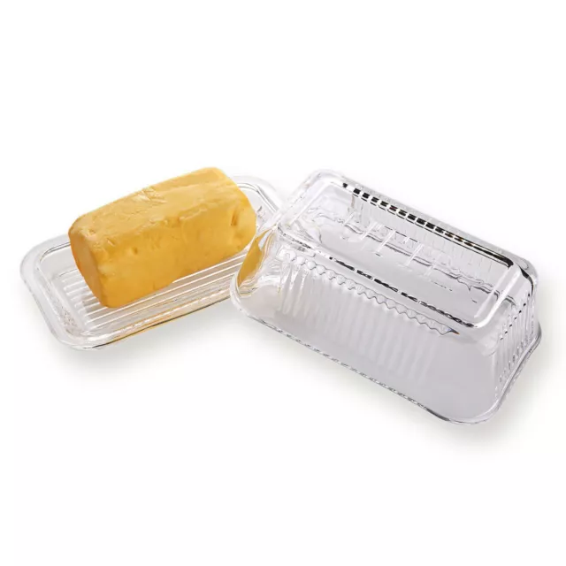 Clear Glass Butter Dish with Lid,Heavy Thick Cover,Dishwasher Safe. 3