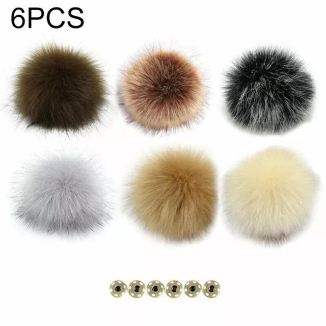 Fluffy Faux Fur Ball with Snap Button for DIY Hat Clothes Accessories