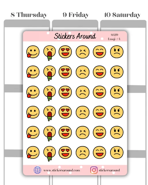 EMOJI ICON PLANNER Stickers - Emojis Mood tracker #4, Calendar ...