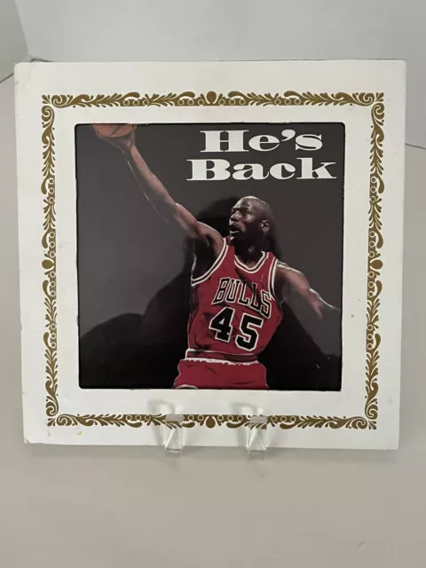 Michael Jordan Chicago Bulls Carnival Prize Glass Picture Vintage 1990's 6" X 6"