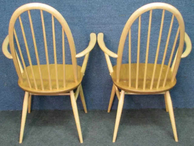 Pair Of Ercol Armchairs Windsor Quaker 875A Elm And Beech In Light Finish 2