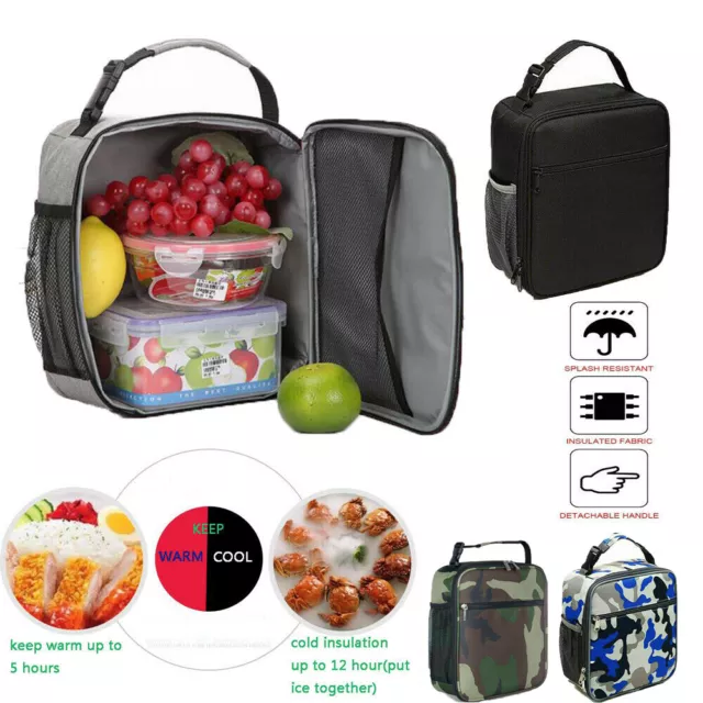 Thermal Insulated Lunch Bag Cool Bag Picnic Adult Kids Food Storage Lunch Box UK