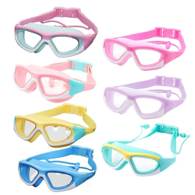 Kids Anti-fog Swim Goggles Adjustable Silicone Swimming Glasses With Earplug