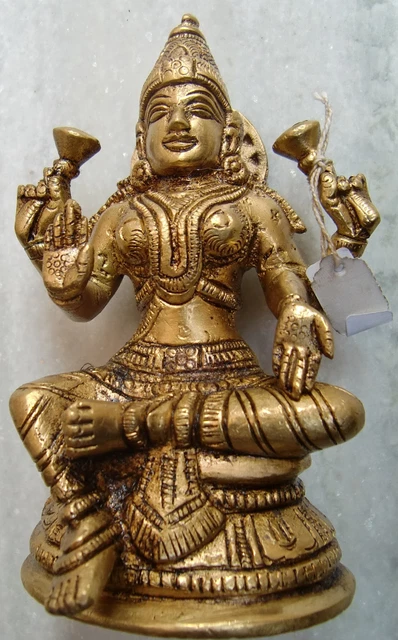 Statue Hindoue Déesse Lakshmi – Figurine Religieuse En Métal Doré – Fabrication Inde – Neuve