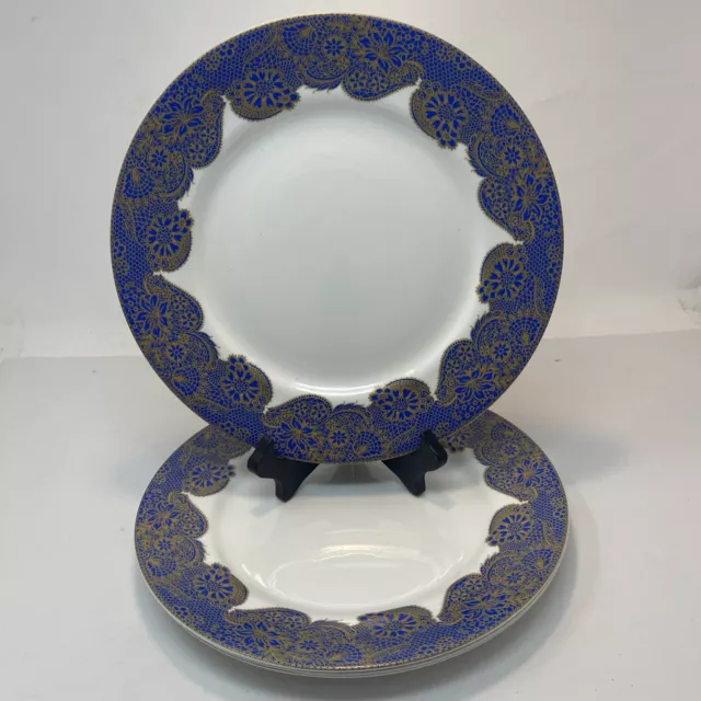 Neiman Marcus Queen's Blue Lace Dinner Plates - Set of 4 - 10.75"