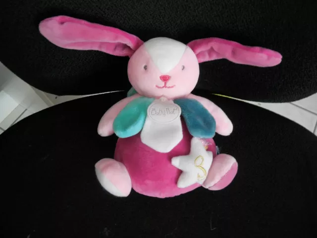 213/ doudou peluche boite musique lapin rose étoile Les Comètes BABY NAT musique