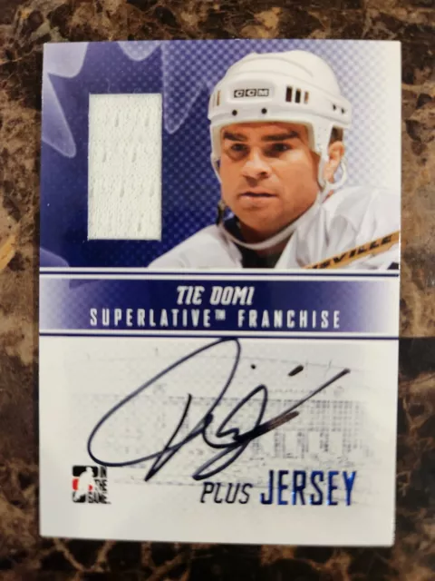 2009 ITG Superlative Franchise BLUE Dual AUTO Jersey TIE DOMI Maple Leafs RARE