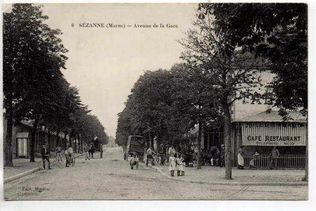SEZANNE - Marne - CPA 51 - Avenue de la Gare 7 - Café restaurant animation