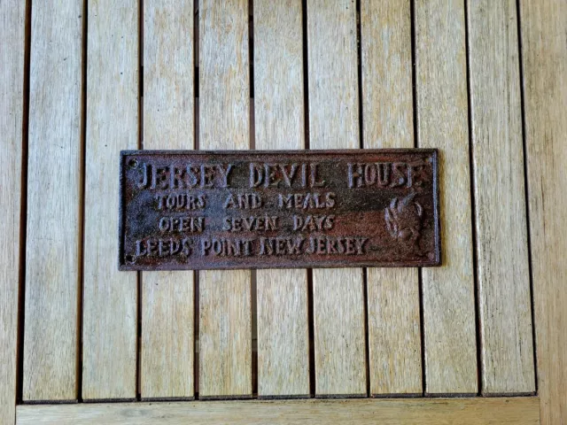 Vintage Jersey Devil House Cast Iron Wall Plaque Leeds Point NJ Ice Hockey Decor