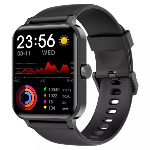 Sport Bluetooth Smartwatch Armband Pulsuhr Herren Damen Fitness Tracker Schwarz