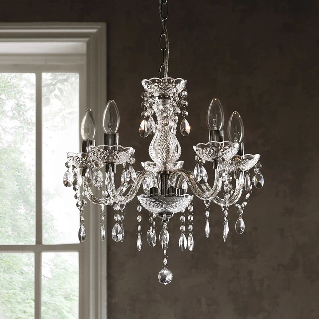 Tuscany Chandelier 3 arm 5 arm Ceiling Light Acrylic Droplets Clear Fully Made