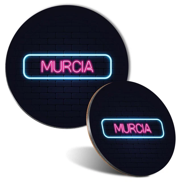 Mouse Mat & Coaster Set Neon Sign Design Murcia City Spain #350057