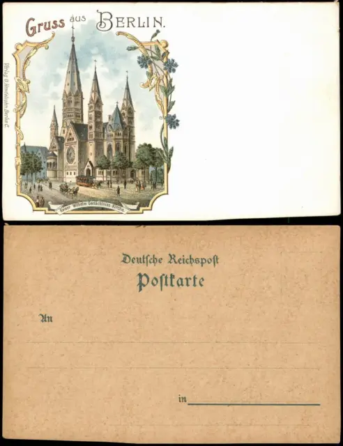 Litho AK Charlottenburg-Berlin Kaiser-Wilhelm-Gedächtniskirche - Gruss aus 1908